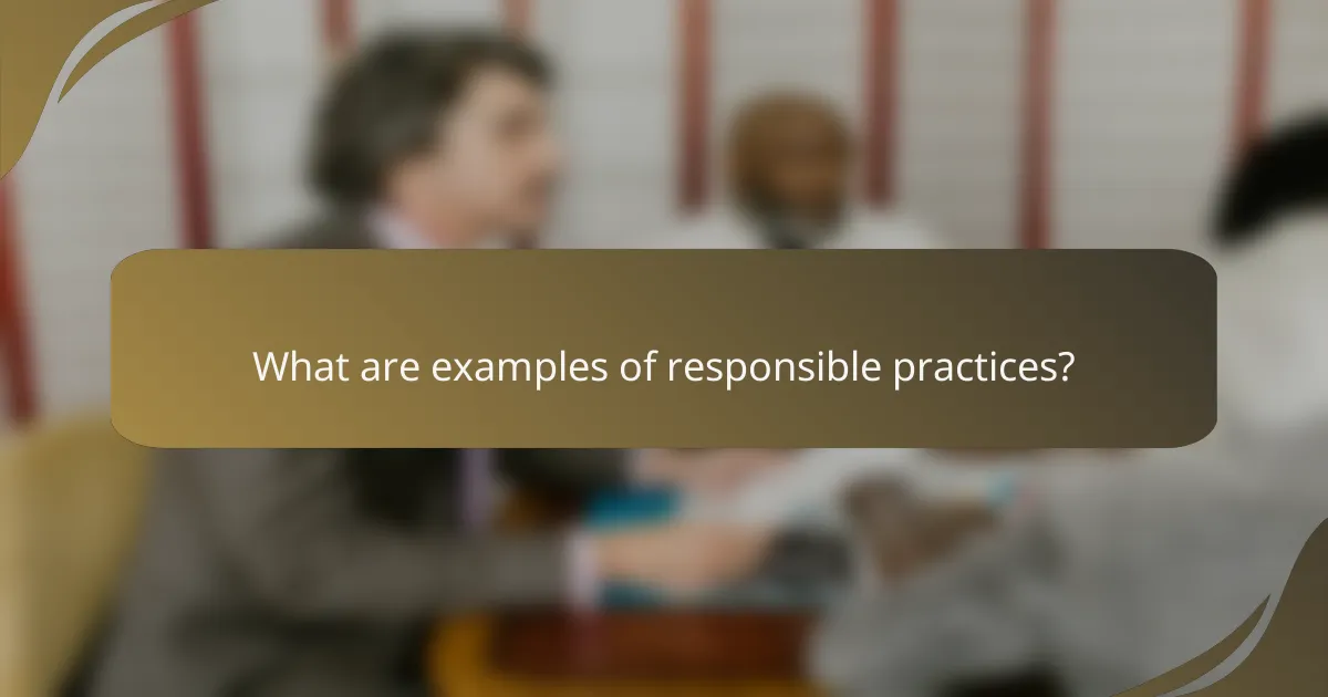 What are examples of responsible practices?